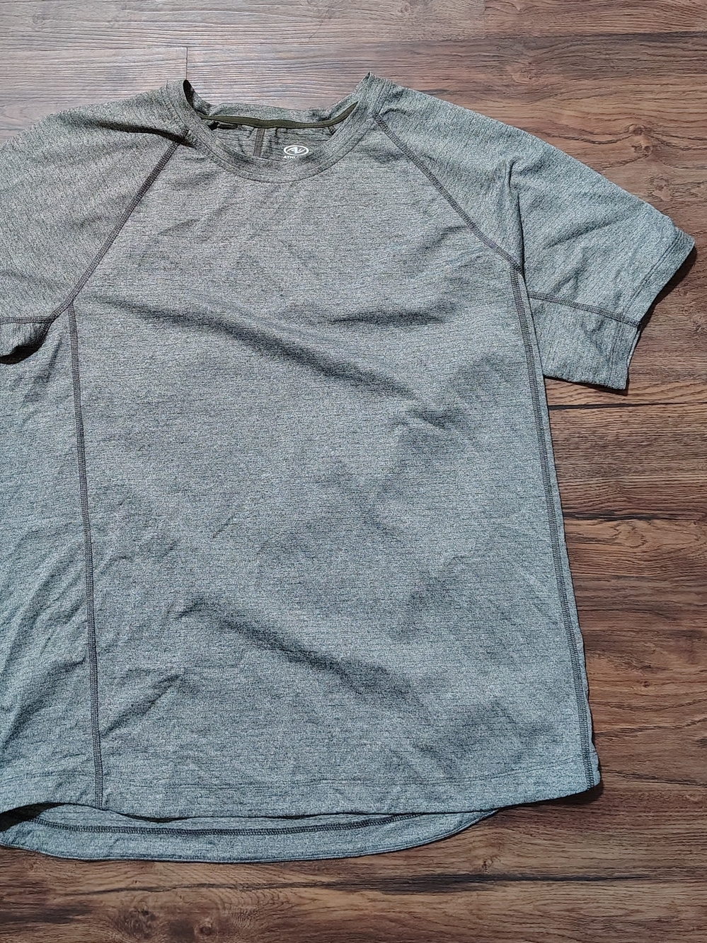Athletic Works Men's M Gray Heathered Raglan Crew Lightweight Stretch Logo Tee